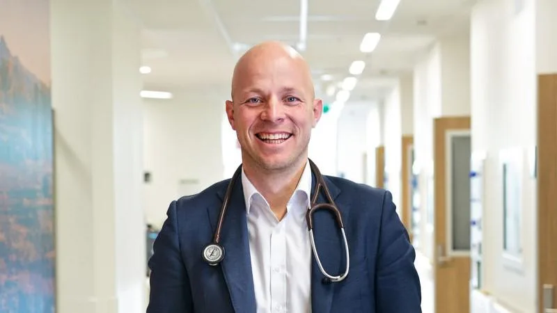 Associate Professor Johan Verjans, cardiologist, in the corridor of Adelaide Specialist Clinic